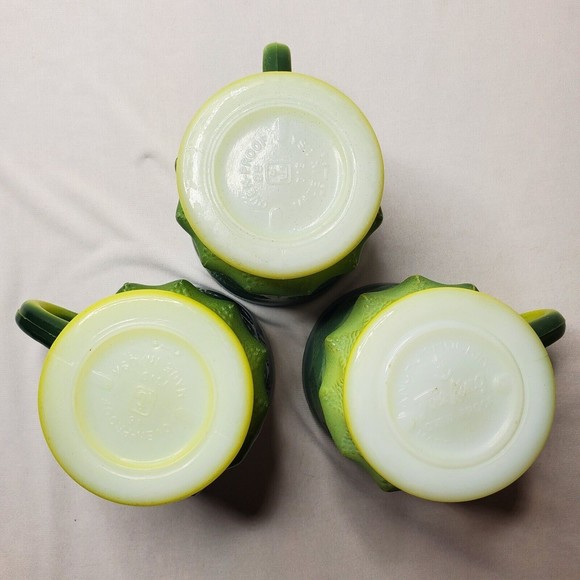 MCM FIRE KING Green Kimberly Mugs Cups Anchor Hocking Diamond Argyle Ombre 3 Set - Picture 3 of 13